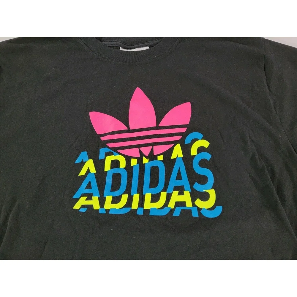 MENS‎ ADIDAS ORIGINALS MULTI FADE 3 STRIPES TREFOIL T-SHIRT SZ XL NEON EUC